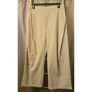 Cider Beige Gray High Waisted Wide Leg Mock-Wrap Trousers Palazzo Pants X-Large
